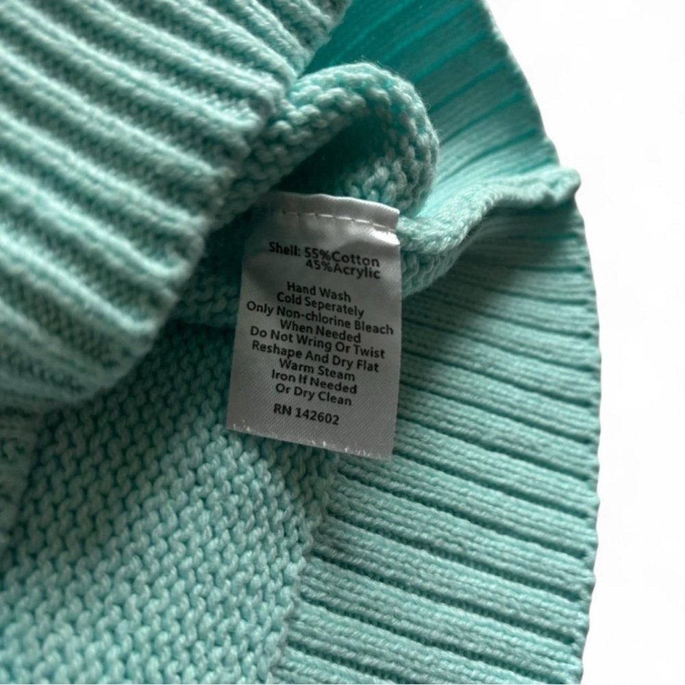 Sail to Sable Lemon Sweater M Mint Green Knit Pullover Fruit Cotton Blend - Picture 5 of 5